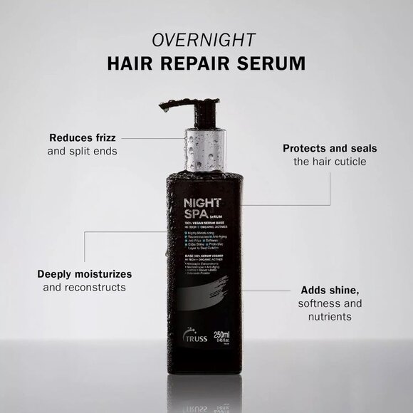 NEW!! Truss Night Spa Hair Serum Overnight Treatment - 100% Vegan - 8.45 fl oz. - Picture 4 of 8
